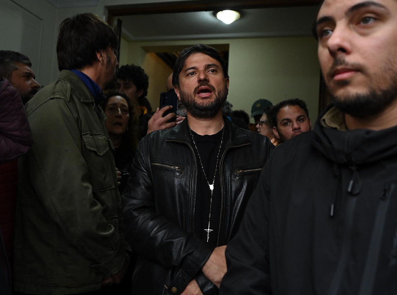 Juan Grabois detenido - Instituto Juan Domingo Perón. FOTO: JUAN FOGLIA/NA.