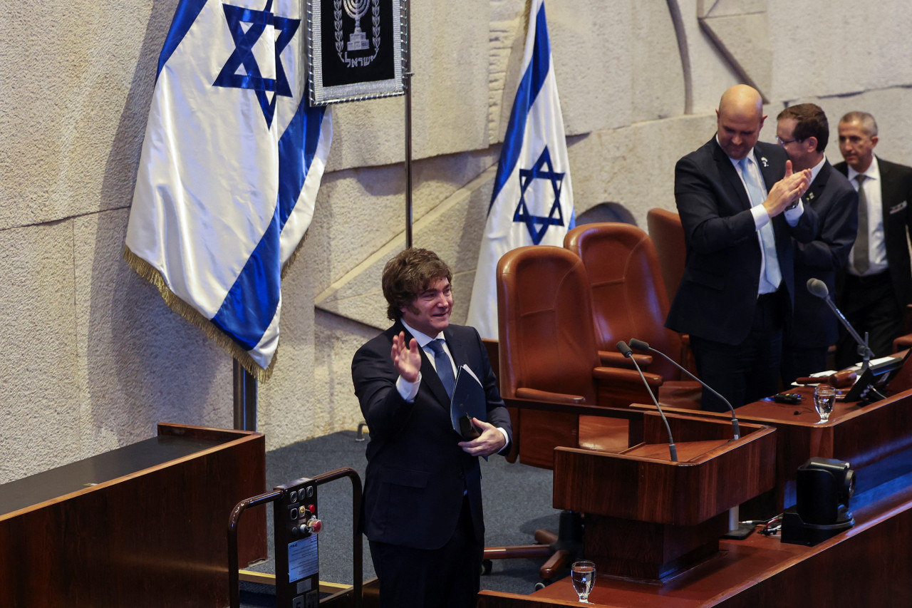Javier Milei en Israel. Foto: REUTERS/Ronen Zvulun