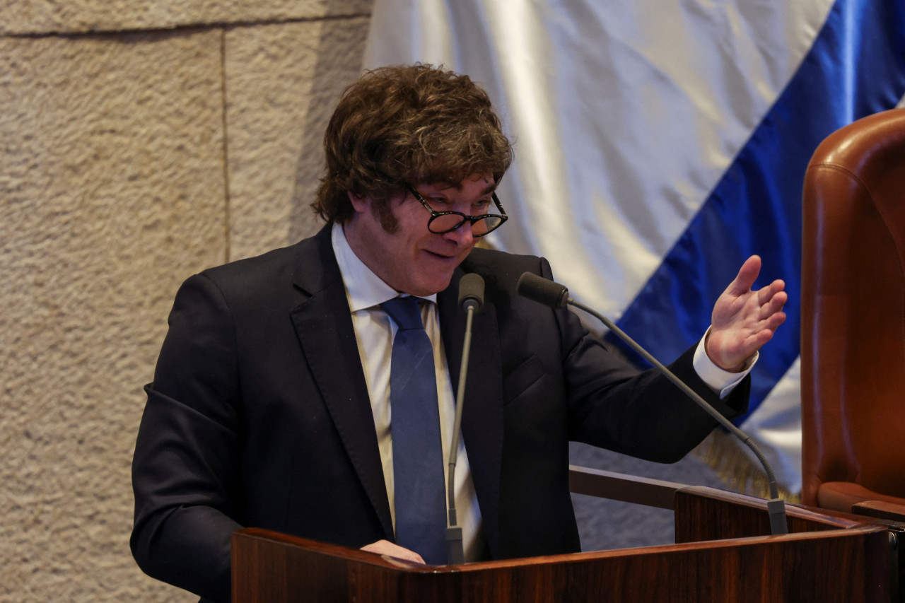 Javier Milei en Israel. Foto: REUTERS/Ronen Zvulun