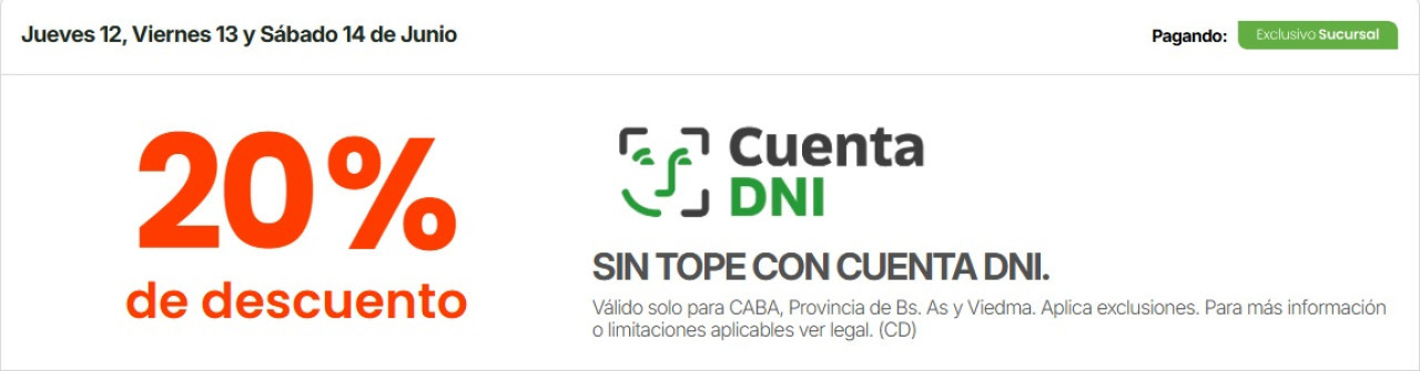Descuento del 20% con Cuenta DNI en ChangoMás. Foto: Captura.