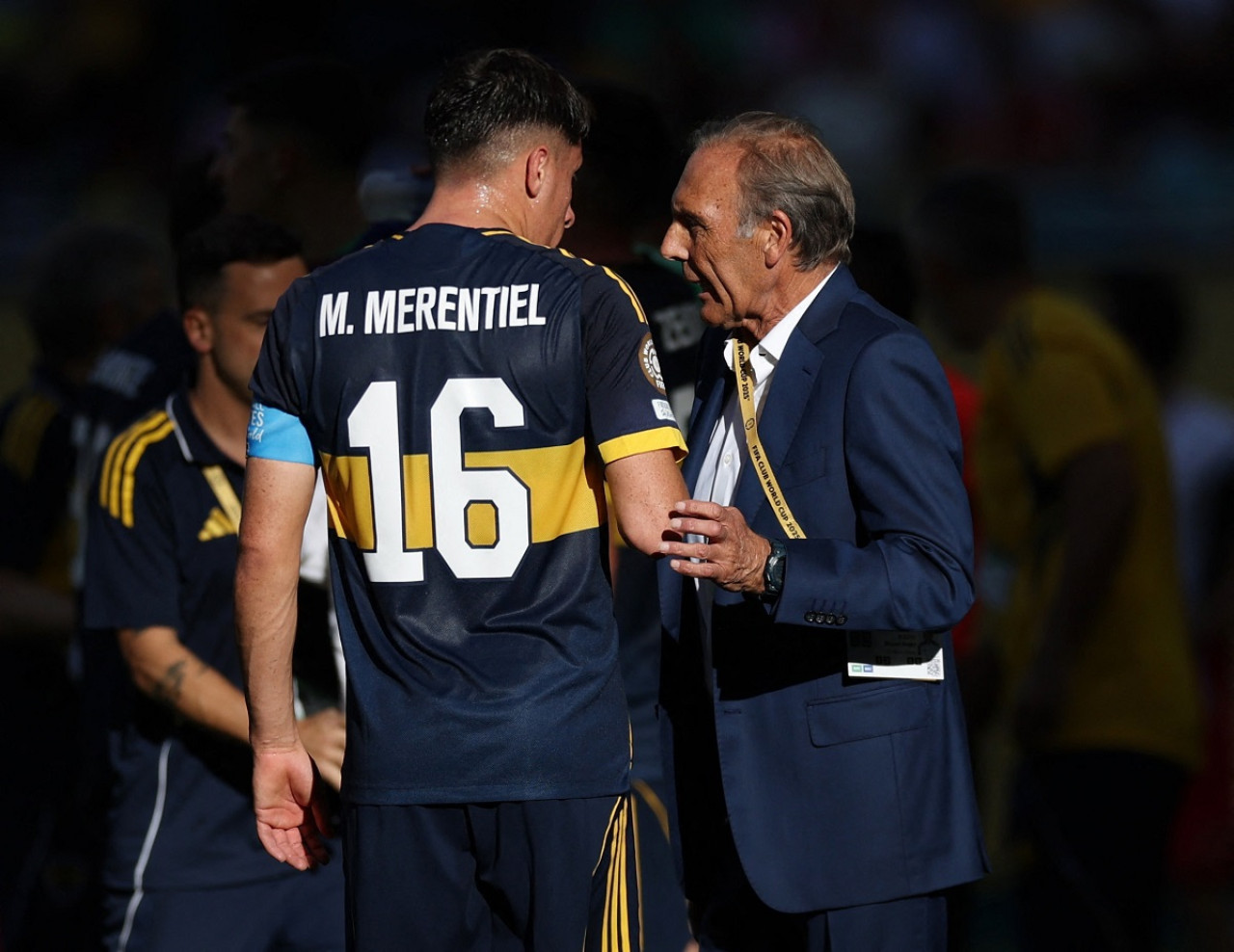 Miguel Ángel Russo junto a Miguel Merentiel, el capitán de Boca Juniors. Foto: Reuters (Hannah Mckay)