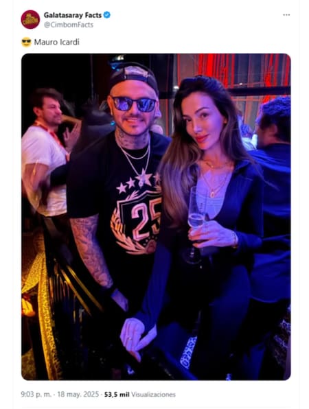 La foto de Mauro Icardi con la modelo turca que desató polémica. Foto: X.