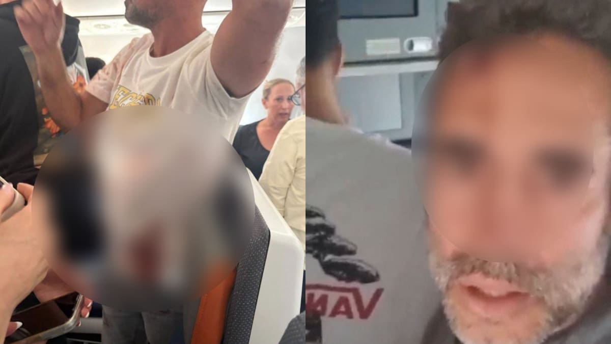 Pasajeros tras el vuelo que aterrizó de emergencia por un ataque.