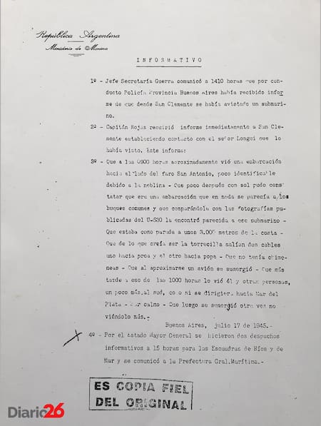 Submarinos nazis en la Argentina - 17 de julio de 1945