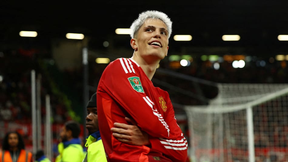 Festejo de Alejandro Garnacho para el Manchester United. Foto: REUTERS.