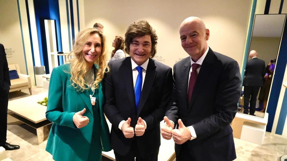 Javier Milei, Karina Milei y Gianni Infantino