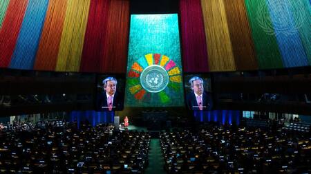 António Guterres en la apertura de la Asamblea General de las Naciones Unidas. Foto: ONU/Cia Pak.