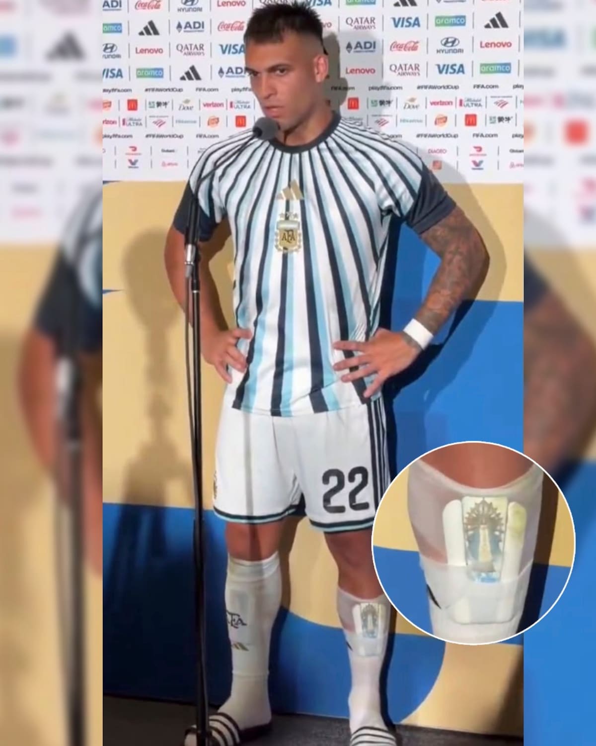 Lautaro Martínez tiene impresa en las canilleras la imagen de la Virgen