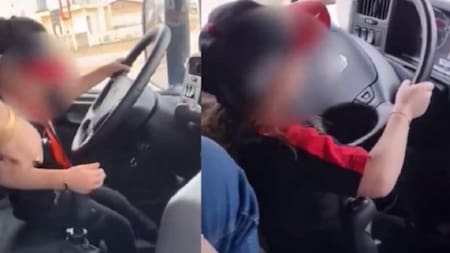 Le sacaron la licencia a un hombre que hizo manejar un camión a un nene de 7 años. Foto: captura video