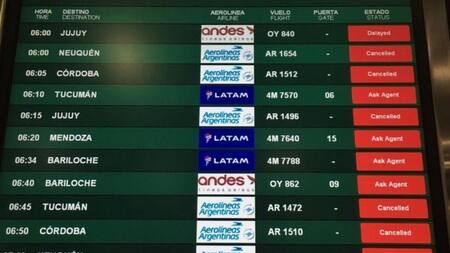 Cancelaciones y demoras en vuelos de todo el país