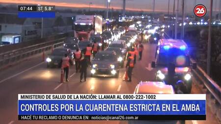 Cuarentena, colas y demoras en Puente La Noria por estrictos controles de circulación, Canal 26