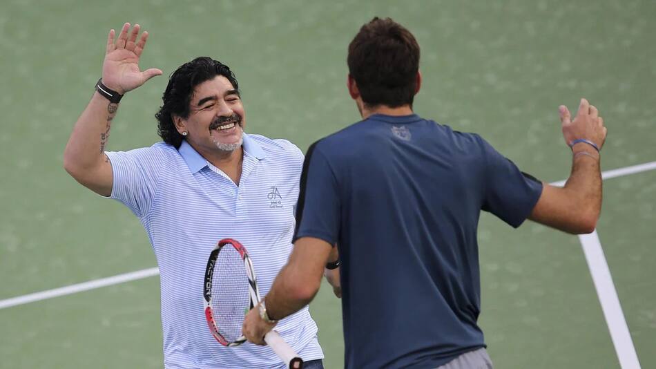 Diego Maradona y Juan Martín Del Potro. Foto: NA.