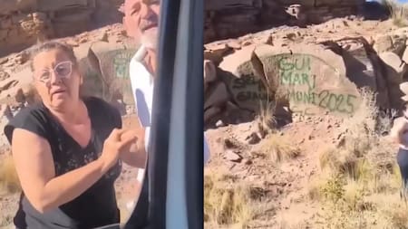 Turistas escrachados por hacer grafitis en Mendoza.