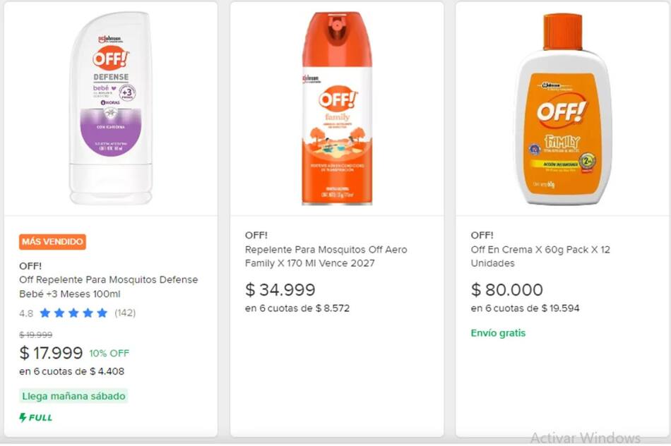 Precios de repelentes. Foto: NA