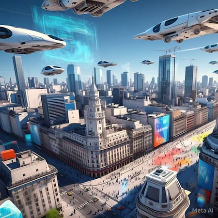 La Ciudad de Buenos Aires en 100 años. Foto: Meta IA.