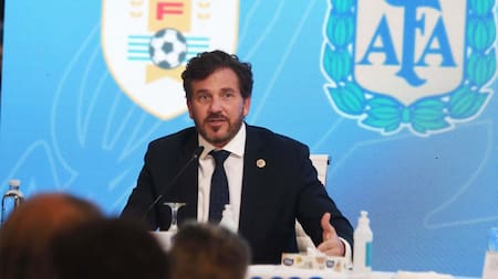 Alejandro Domínguez en la presentación del Mundial 2030. Foto: Telam.