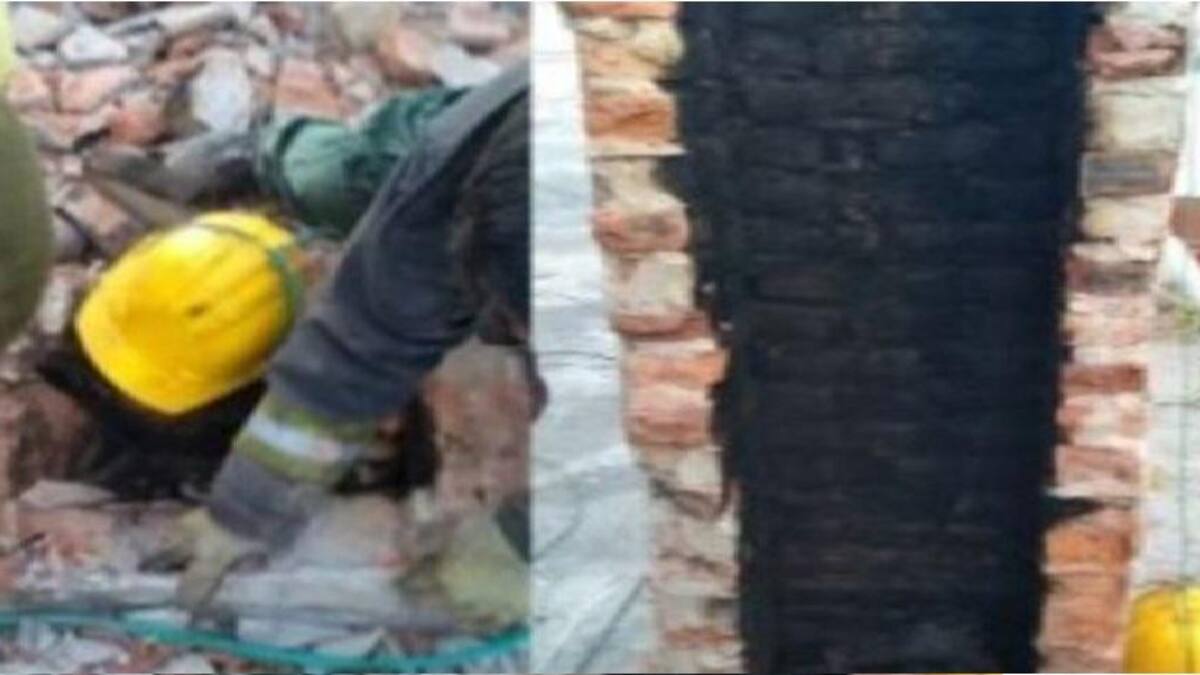 Bomberos intentando sacar al ladrón. Foto: NA.