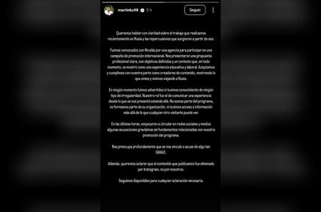 Comunicado de Martín Ku. Foto: Instagram / martinku98.