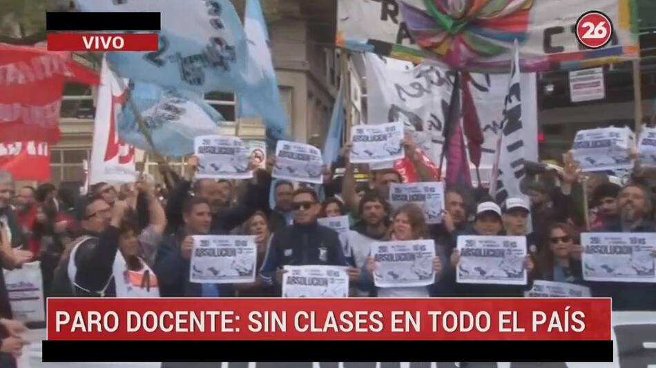 Marcha por paro docente, Canal 26
