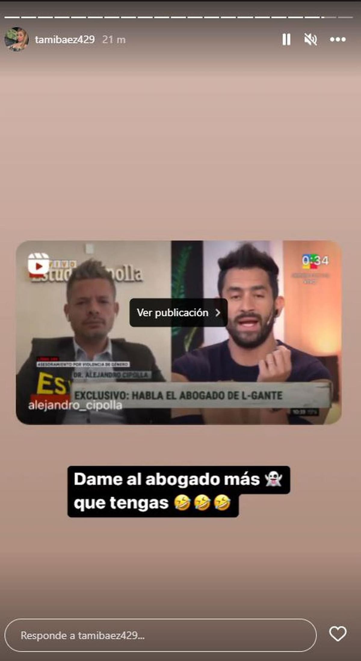 Historias de Tamara Báez. Foto: Instagram.