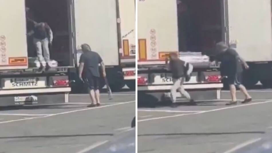 Un hombre bajó a latigazos a un grupo de mujeres migrantes en Italia. Foto: captura de video.