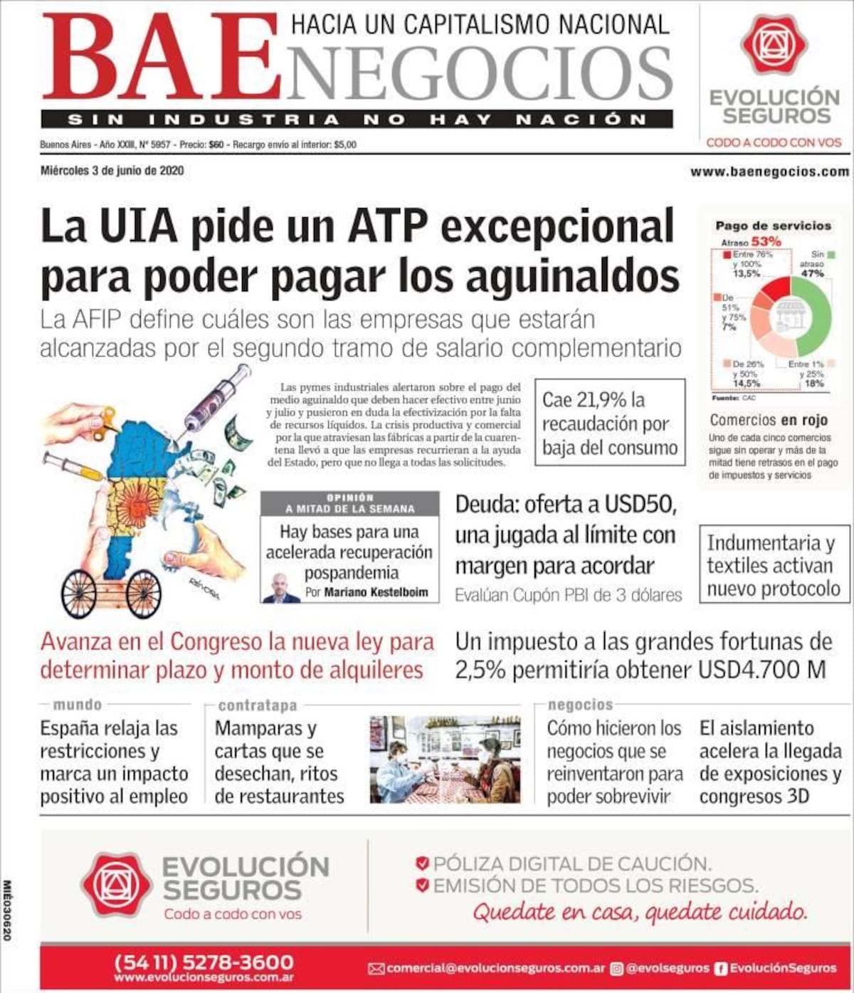 Tapas de diarios, BAE, miercoles 3 de junio de 2020
