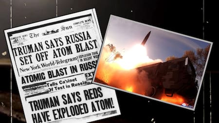 Amenaza nuclear en los medios y armamento ruso. Fotos: 26 Historia / Reuters.