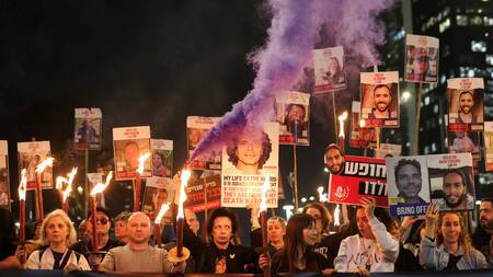 Manifestaciones en Israel por la liberación de rehenes. Foto: Reuters