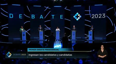 Debate presidencial 2023, los cinco candidatos. Foto: captura de TV.