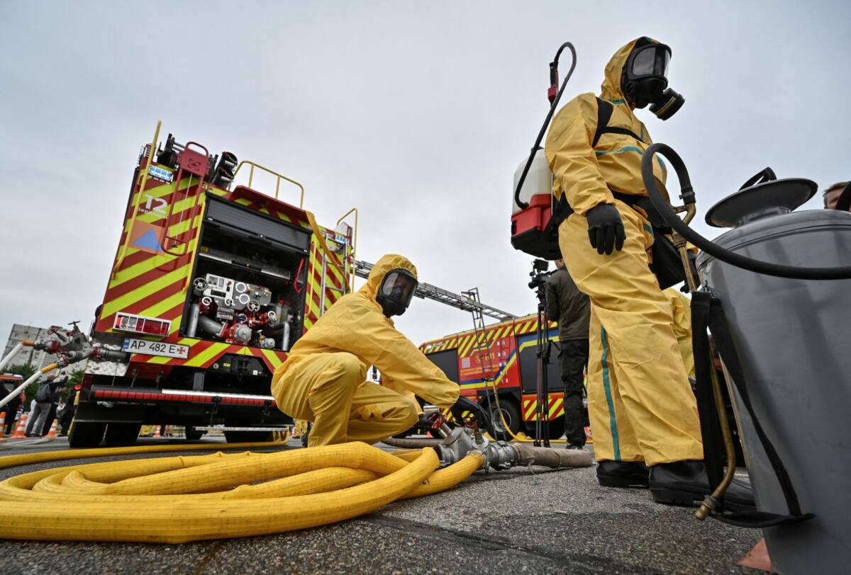 Simulacro de Ucrania en las regiones cercanas a la planta de Zaporiyia. Foto: Reuters.