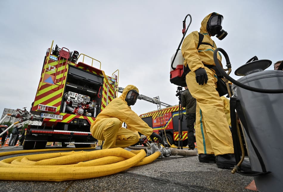 Simulacro de Ucrania en las regiones cercanas a la planta de Zaporiyia. Foto: Reuters.
