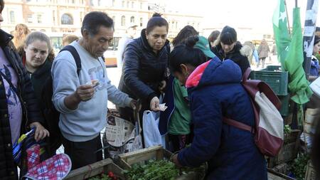 "Alimentazo" en Plaza de Mayo: pequeños productores ofrecen comida al costo
