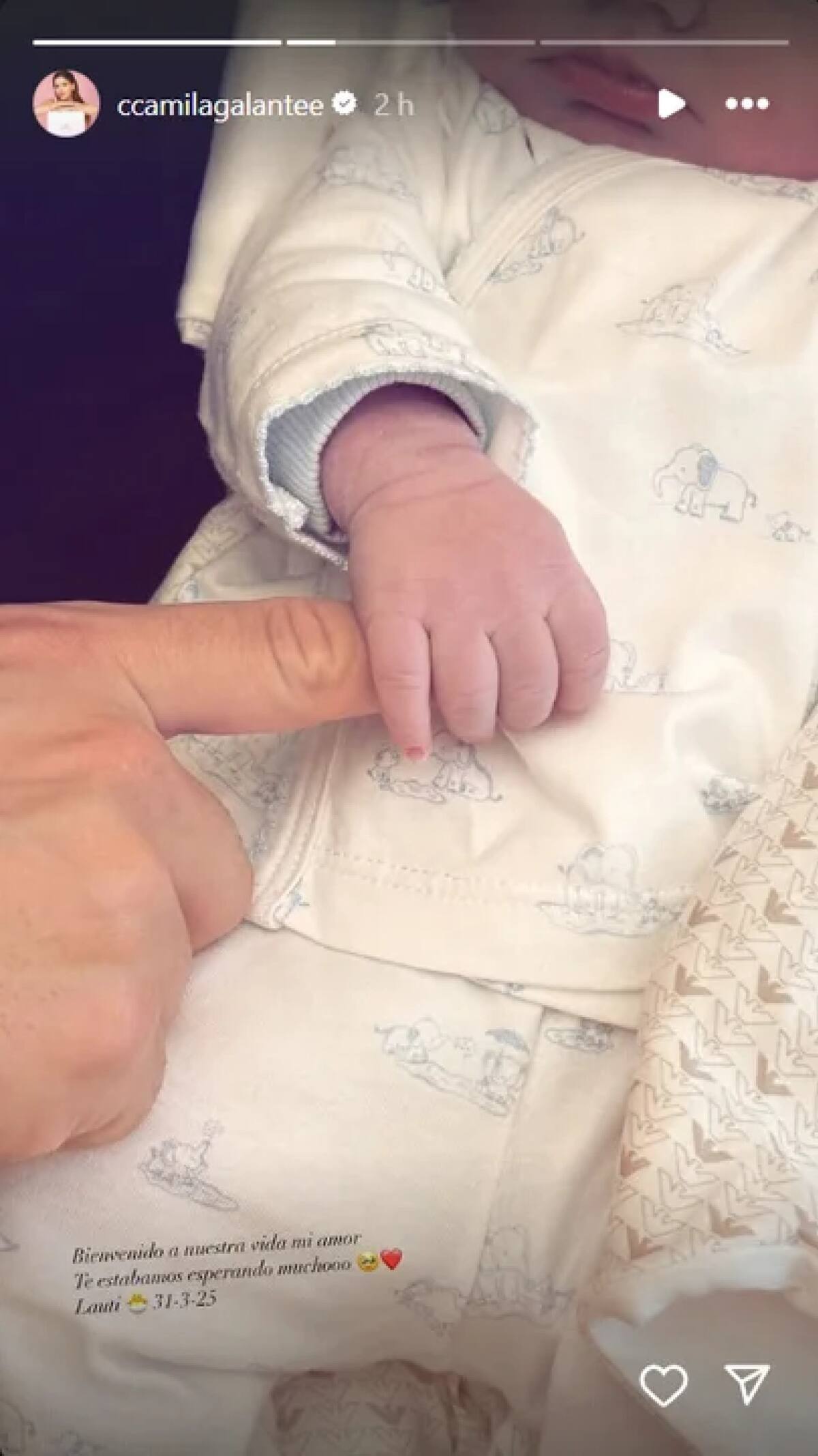 Nació el tercer hijo de Leandro Paredes y Camila Galante. Foto: Instagram.