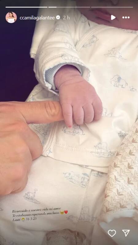 Nació el tercer hijo de Leandro Paredes y Camila Galante. Foto: Instagram.