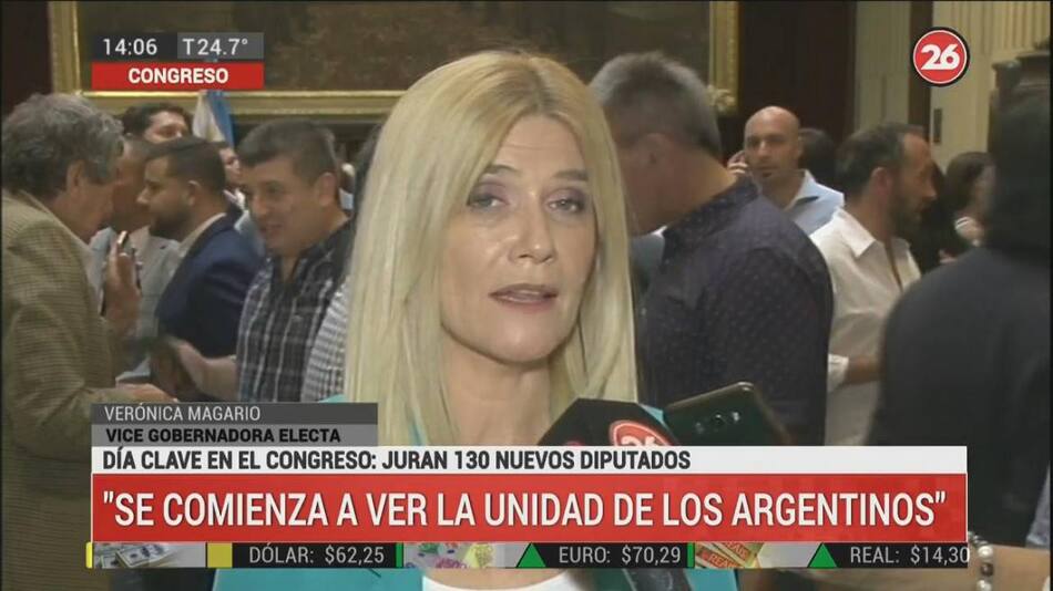 Verónica Magario, vice gobernadora electa, jura de los 130 diputados, Canal 26