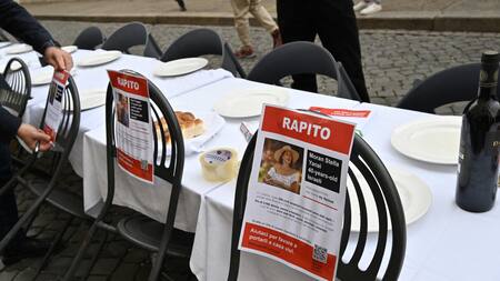 Pedido por personas secuestradas en Israel por Hamas. Foto: Telam.