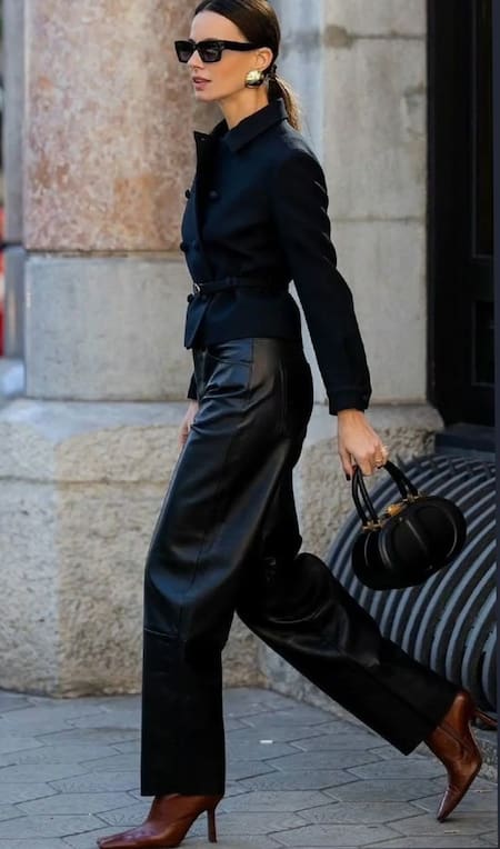 Pantalones de cuero, moda. Fuente: Pinterest