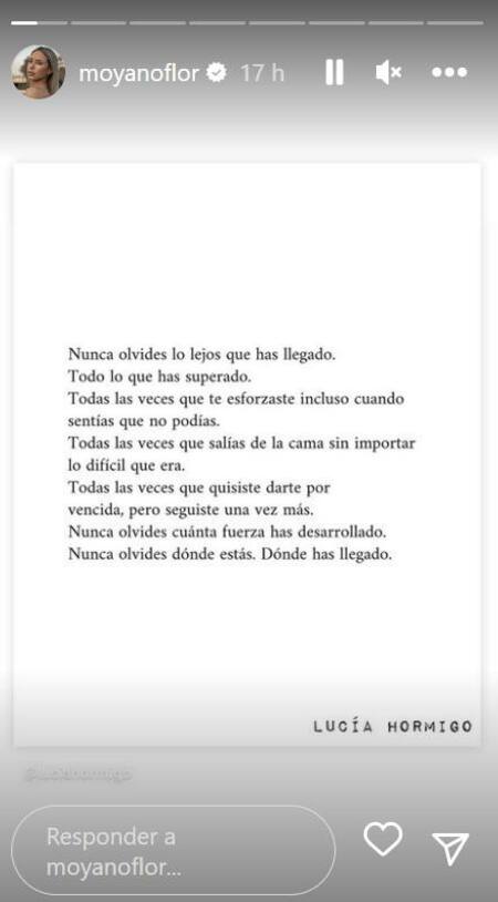 La historia de Flor Moyano. Foto: Instagram.