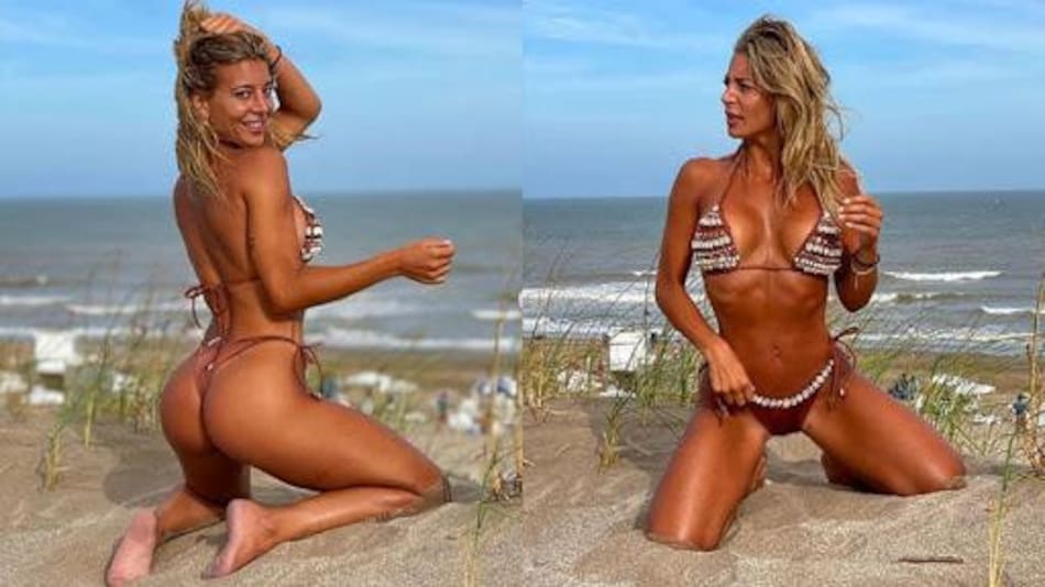 Sol Peréz enciende las redes arrodillada y en bikini en la arena