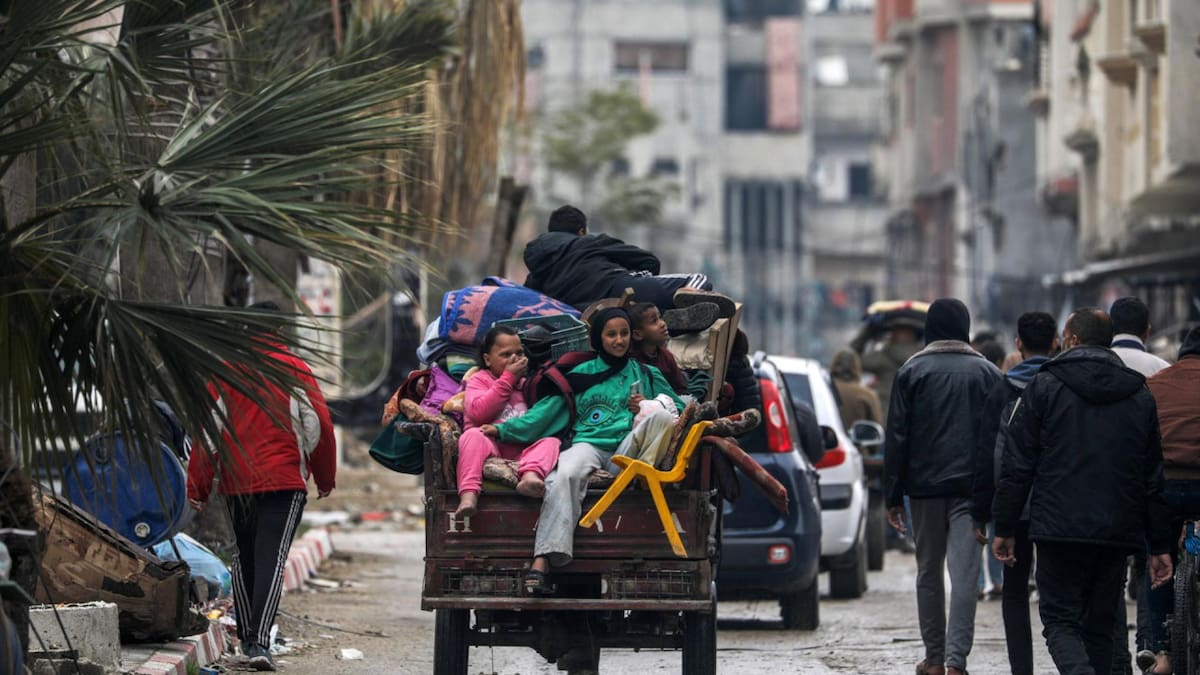 Desplazados en Gaza.