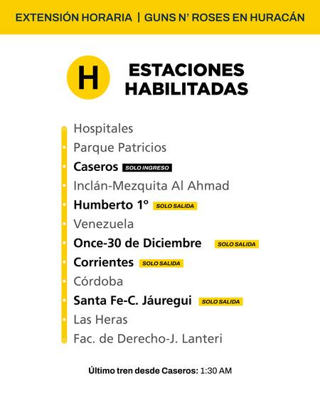 Extensión de horarios de la línea H del subte.