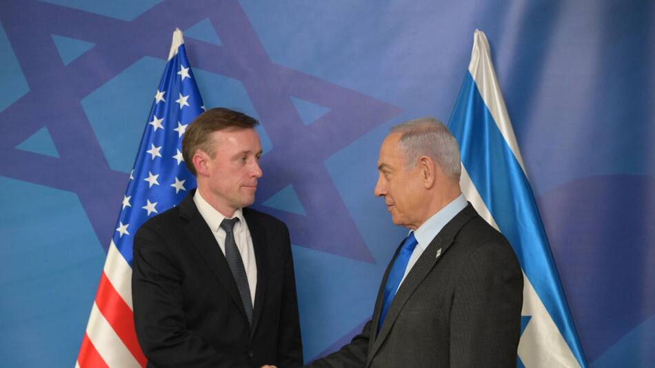 Jake Sullivan reunido con Benjamin Netanyahu. Foto: EFE.