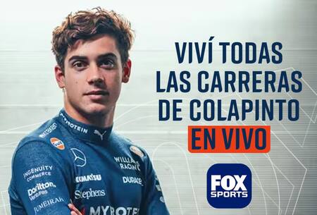 Fox Sports transmitirá las ocho carreras de Franco Colapinto. Foto: X @FOXSportsArg.