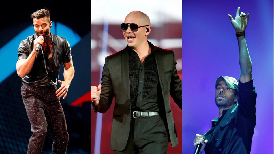 Ricky Martin, Pitbull y Enrique Iglesias. Foto: EFE.