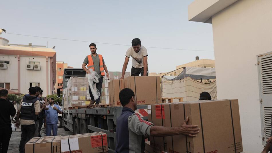 Ayuda humanitaria para Gaza. Foto: EFE.