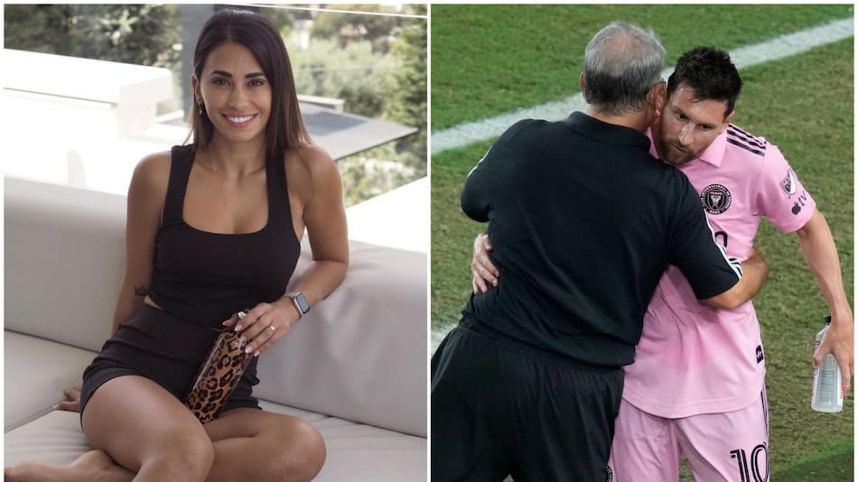 Anto Roccuzzo, Tata Martino y Lionel Messi. Fotos: Instagram - Reuters.