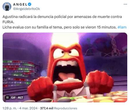 La información que brindó Ángel de Brito. Foto: X .