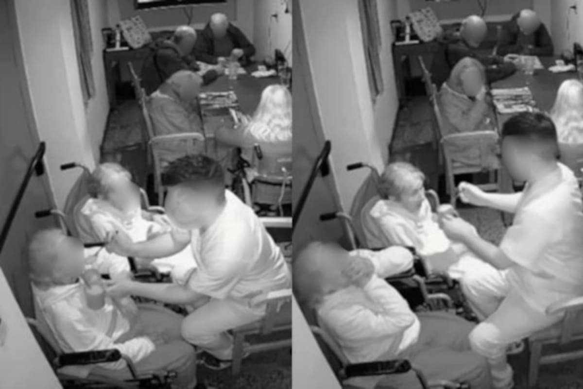 Enfermero maltratando a una anciana en un geriátrico