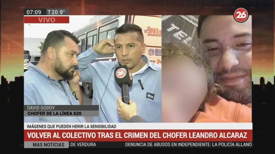Colectiveros de la línea 620 vuelven a trabajar tras muerte de Leandro Alcaraz (Canal 26)