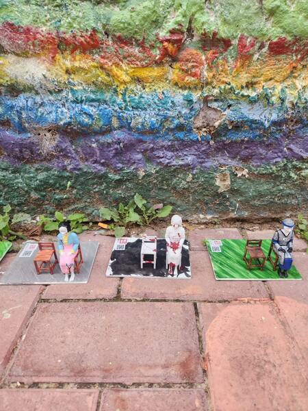 Instalación en memoria de la "Mujeres de consuelo" en el Barrio Coreano de Flores, en CABA. Foto: Gentileza Pilar Álvarez